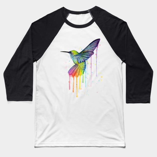 Rainbow Hummingbird Baseball T-Shirt by Olechka